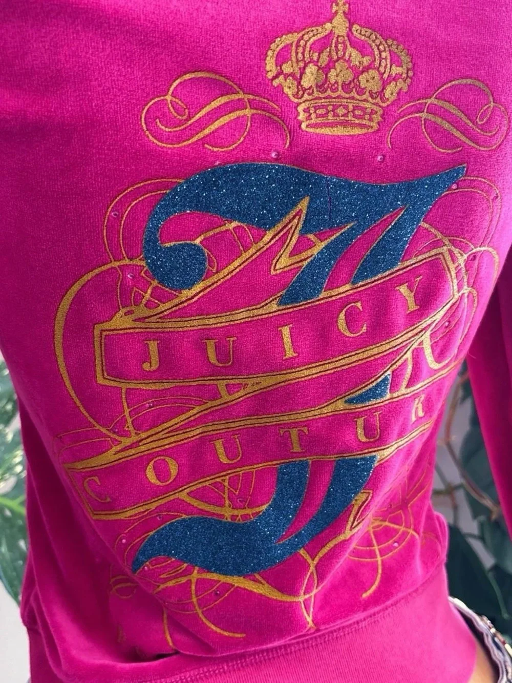 Juicy Couture 2010 Hot Pink Fitted Velour Zip Hoodie L